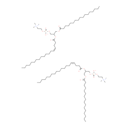 ChemSpider 2D Image | 2-[(4Z)-4-Nonadecenoyloxy]-3-(palmitoyloxy)propyl 2-(trimethylammonio)ethyl phosphate - 3-(heptadecanoyloxy)-2-[(4Z)-4-octadecenoyloxy]propyl 2-(trimethylammonio)ethyl phosphate (1:1) | C86H168N2O16P2