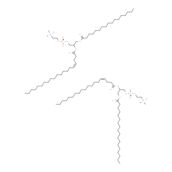 ChemSpider 2D Image | 2-[(4Z)-4-Nonadecenoyloxy]-3-(stearoyloxy)propyl 2-(trimethylammonio)ethyl phosphate - 3-(heptadecanoyloxy)-2-[(4Z)-4-icosenoyloxy]propyl 2-(trimethylammonio)ethyl phosphate (1:1) | C90H176N2O16P2