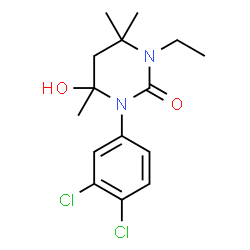 ChemSpider 2D Image | 1-(3,4-Dichlorophenyl)-3-ethyl-6-hydroxy-4,4,6-trimethyltetrahydro-2(1H)-pyrimidinone | C15H20Cl2N2O2