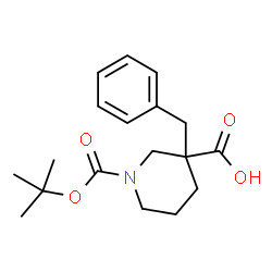 ChemSpider 2D Image | 3-Benzyl-1-(tert-butoxycarbonyl)piperidine-3-carboxylic acid | C18H25NO4