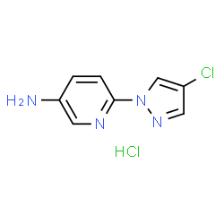 ChemSpider 2D Image | 6-(4-CHLOROPYRAZOL-1-YL)PYRIDIN-3-AMINE HYDROCHLORIDE | C8H8Cl2N4