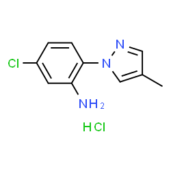 ChemSpider 2D Image | 5-CHLORO-2-(4-METHYLPYRAZOL-1-YL)ANILINE HYDROCHLORIDE | C10H11Cl2N3