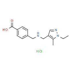 ChemSpider 2D Image | 4-({[(1-ETHYL-5-METHYLPYRAZOL-4-YL)METHYL]AMINO}METHYL)BENZOIC ACID HYDROCHLORIDE | C15H20ClN3O2