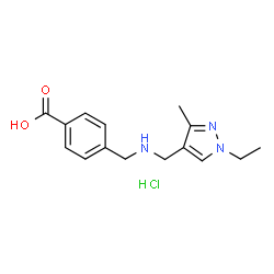 ChemSpider 2D Image | 4-({[(1-ETHYL-3-METHYLPYRAZOL-4-YL)METHYL]AMINO}METHYL)BENZOIC ACID HYDROCHLORIDE | C15H20ClN3O2