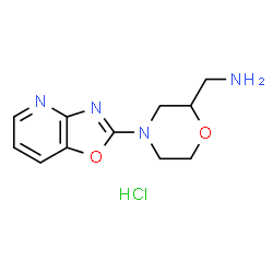 ChemSpider 2D Image | 1-(4-{[1,3]oxazolo[4,5-b]pyridin-2-yl}morpholin-2-yl)methanamine hydrochloride | C11H15ClN4O2