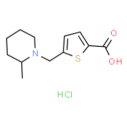 ChemSpider 2D Image | 5-[(2-Methylpiperidin-1-yl)methyl]thiophene-2-carboxylic acid hydrochloride | C12H18ClNO2S