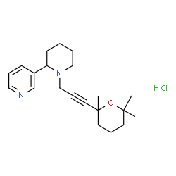 ChemSpider 2D Image | 3-{1-[3-(2,6,6-Trimethyltetrahydro-2H-pyran-2-yl)-2-propyn-1-yl]-2-piperidinyl}pyridine hydrochloride (1:1) | C21H31ClN2O