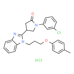 ChemSpider 2D Image | 1-(3-Chlorophenyl)-4-{1-[3-(4-methylphenoxy)propyl]-1H-benzimidazol-2-yl}-2-pyrrolidinone hydrochloride (1:1) | C27H27Cl2N3O2
