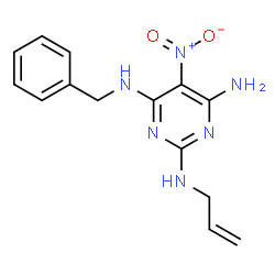 ChemSpider 2D Image | N~2~-Allyl-N~4~-benzyl-5-nitro-2,4,6-pyrimidinetriamine | C14H16N6O2