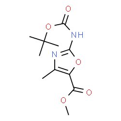 ChemSpider 2D Image | Methyl 4-methyl-2-({[(2-methyl-2-propanyl)oxy]carbonyl}amino)-1,3-oxazole-5-carboxylate | C11H16N2O5