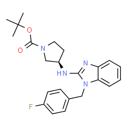 ChemSpider 2D Image | 2-Methyl-2-propanyl (3R)-3-{[1-(4-fluorobenzyl)-1H-benzimidazol-2-yl]amino}-1-pyrrolidinecarboxylate | C23H27FN4O2