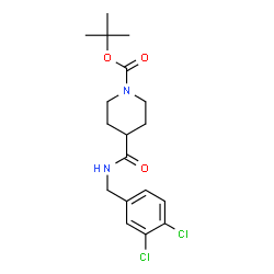 ChemSpider 2D Image | 2-Methyl-2-propanyl 4-[(3,4-dichlorobenzyl)carbamoyl]-1-piperidinecarboxylate | C18H24Cl2N2O3