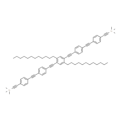 ChemSpider 2D Image | [(2,5-Didodecyl-1,4-phenylene)bis(2,1-ethynediyl-4,1-phenylene-2,1-ethynediyl-4,1-phenylene-2,1-ethynediyl)]bis(trimethylsilane) | C72H86Si2