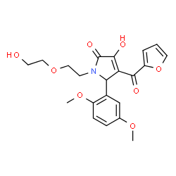 ChemSpider 2D Image | 5-(2,5-Dimethoxyphenyl)-4-(2-furoyl)-3-hydroxy-1-[2-(2-hydroxyethoxy)ethyl]-1,5-dihydro-2H-pyrrol-2-one | C21H23NO8