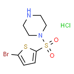 ChemSpider 2D Image | 1-((5-bromothiophen-2-yl)sulfonyl)piperazine hydrochloride | C8H12BrClN2O2S2