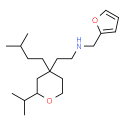 ChemSpider 2D Image | N-(2-Furylmethyl)-2-[2-isopropyl-4-(3-methylbutyl)tetrahydro-2H-pyran-4-yl]ethanamine | C20H35NO2