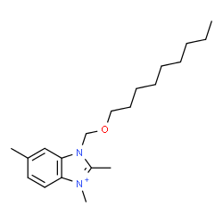 ChemSpider 2D Image | 2,3,6-Trimethyl-1-[(nonyloxy)methyl]-1H-3,1-benzimidazol-3-ium | C20H33N2O
