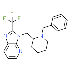 ChemSpider 2D Image | 3-[(1-Benzyl-2-piperidinyl)methyl]-2-(trifluoromethyl)-3H-imidazo[4,5-b]pyridine | C20H21F3N4