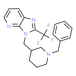 ChemSpider 2D Image | 3-[(1-Benzyl-3-piperidinyl)methyl]-2-(trifluoromethyl)-3H-imidazo[4,5-b]pyridine | C20H21F3N4