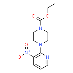 ChemSpider 2D Image | Ethyl 4-(3-nitro-2-pyridinyl)-1-piperazinecarboxylate | C12H16N4O4