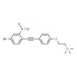 ChemSpider 2D Image | [2-({4-[(4-Bromo-2-nitrophenyl)ethynyl]phenyl}sulfanyl)ethyl](trimethyl)silane | C19H20BrNO2SSi