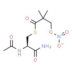 ChemSpider 2D Image | S-[(2R)-2-Acetamido-3-amino-3-oxopropyl] 2,2-dimethyl-3-(nitrooxy)propanethioate | C10H17N3O6S