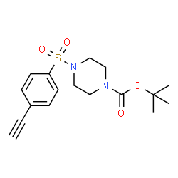 ChemSpider 2D Image | 2-Methyl-2-propanyl 4-[(4-ethynylphenyl)sulfonyl]-1-piperazinecarboxylate | C17H22N2O4S