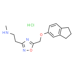 ChemSpider 2D Image | 2-(5-(((2,3-Dihydro-1H-inden-5-yl)oxy)methyl)-1,2,4-oxadiazol-3-yl)-N-methylethanamine hydrochloride | C15H20ClN3O2