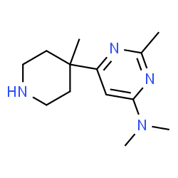 ChemSpider 2D Image | N,N,2-Trimethyl-6-(4-methyl-4-piperidinyl)-4-pyrimidinamine | C13H22N4