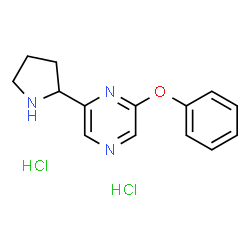 ChemSpider 2D Image | 2-Phenoxy-6-(2-pyrrolidinyl)pyrazine dihydrochloride | C14H17Cl2N3O