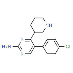 ChemSpider 2D Image | 5-(4-Chlorophenyl)-4-(3-piperidinyl)-2-pyrimidinamine | C15H17ClN4