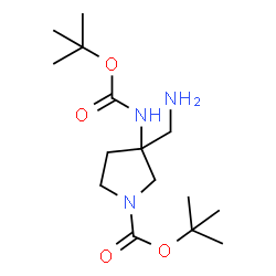 ChemSpider 2D Image | tert-Butyl 3-(aminomethyl)-3-[(tert-butoxycarbonyl)amino]-1-pyrrolidinecarboxylate | C15H29N3O4
