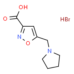 ChemSpider 2D Image | 5-(1-Pyrrolidinylmethyl)-1,2-oxazole-3-carboxylic acid hydrobromide (1:1) | C9H13BrN2O3