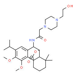 ChemSpider 2D Image | N-[11,12-Dimethoxy-20-oxo-6,20-epoxyabieta-8(14),9(11),12-trien-7-yl]-2-[4-(2-hydroxyethyl)-1-piperazinyl]acetamide | C30H45N3O6
