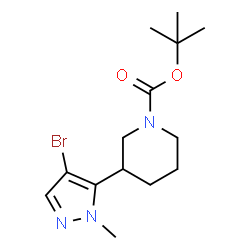 ChemSpider 2D Image | tert-Butyl 3-(4-bromo-1-methyl-1H-pyrazol-5-yl)piperidine-1-carboxylate | C14H22BrN3O2