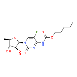 ChemSpider 2D Image | 1-(5-Deoxy-beta-D-arabinofuranosyl)-5-fluoro-4-{[(pentyloxy)carbonyl]amino}-2(1H)-pyrimidinone | C15H22FN3O6