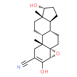 ChemSpider 2D Image | (4alpha,5alpha,9beta,17alpha)-3,17-Dihydroxy-4,5-epoxyandrost-2-ene-2-carbonitrile | C20H27NO3