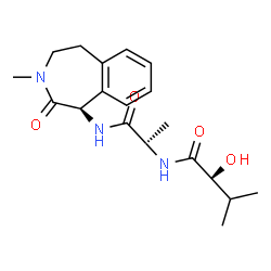 ChemSpider 2D Image | (2S)-2-Hydroxy-3-methyl-N-[(2S)-1-{[(1R)-3-methyl-2-oxo-2,3,4,5-tetrahydro-1H-3-benzazepin-1-yl]amino}-1-oxo-2-propanyl]butanamide | C19H27N3O4