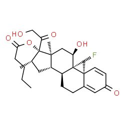 ChemSpider 2D Image | (9beta,11alpha,16beta,17alpha)-9-Fluoro-11,21-dihydroxy-16-methyl-3,20-dioxopregna-1,4-dien-17-yl valerate | C27H37FO6