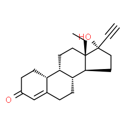 ChemSpider 2D Image | (8R,9R,10R,13S,14S,17S)-13-Ethyl-17-ethynyl-17-hydroxy-1,2,6,7,8,9,10,11,12,13,14,15,16,17-tetradecahydro-3H-cyclopenta[a]phenanthren-3-one | C21H28O2