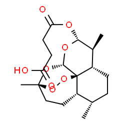 ChemSpider 2D Image | 4-Oxo-4-{[(1R,4S,5S,8S,9S,10R,12S,13R)-1,5,9-trimethyl-11,14,15,16-tetraoxatetracyclo[10.3.1.0~4,13~.0~8,13~]hexadec-10-yl]oxy}butanoic acid | C19H28O8
