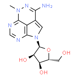 ChemSpider 2D Image | 5-Methyl-1-(alpha-D-ribofuranosyl)-1,5-dihydro-1,4,5,6,8-pentaazaacenaphthylen-3-amine | C13H16N6O4