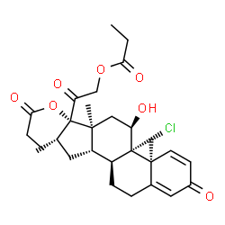 ChemSpider 2D Image | (9beta,11alpha,16beta,17alpha)-9-Chloro-11-hydroxy-16-methyl-3,20-dioxopregna-1,4-diene-17,21-diyl dipropanoate | C28H37ClO7