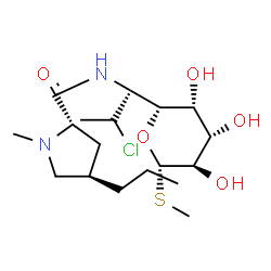 ChemSpider 2D Image | Methyl (5R)-5-[(1R)-2-chloro-1-{[(4R)-1-methyl-4-propyl-L-prolyl]amino}propyl]-1-thio-alpha-L-arabinopyranoside | C18H33ClN2O5S