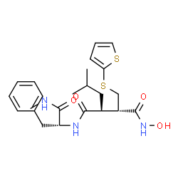 ChemSpider 2D Image | (2S,3S)-N~4~-Hydroxy-2-isobutyl-N~1~-[(2R)-1-(methylamino)-1-oxo-3-phenyl-2-propanyl]-3-[(2-thienylsulfanyl)methyl]succinamide | C23H31N3O4S2