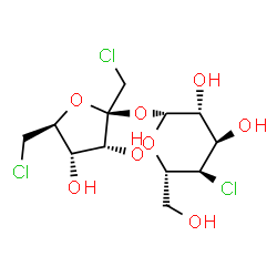 ChemSpider 2D Image | 1,6-Dichloro-1,6-dideoxy-beta-D-psicofuranosyl 4-chloro-4-deoxy-beta-L-altropyranoside | C12H19Cl3O8
