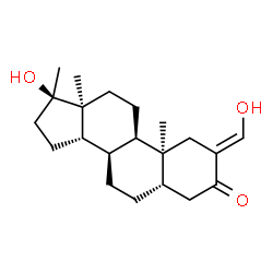 ChemSpider 2D Image | (2E,5alpha,9beta,17alpha)-17-Hydroxy-2-(hydroxymethylene)-17-methylandrostan-3-one | C21H32O3