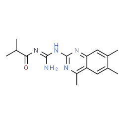 ChemSpider 2D Image | N-{(E)-Amino[(4,6,7-trimethyl-2-quinazolinyl)amino]methylene}-2-methylpropanamide | C16H21N5O