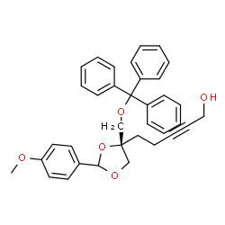 ChemSpider 2D Image | 5-{(4S)-2-(4-Methoxyphenyl)-4-[(trityloxy)methyl]-1,3-dioxolan-4-yl}-2-pentyn-1-ol | C35H34O5