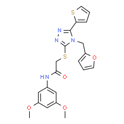 ChemSpider 2D Image | N-(3,5-Dimethoxyphenyl)-2-{[4-(2-furylmethyl)-5-(2-thienyl)-4H-1,2,4-triazol-3-yl]sulfanyl}acetamide | C21H20N4O4S2